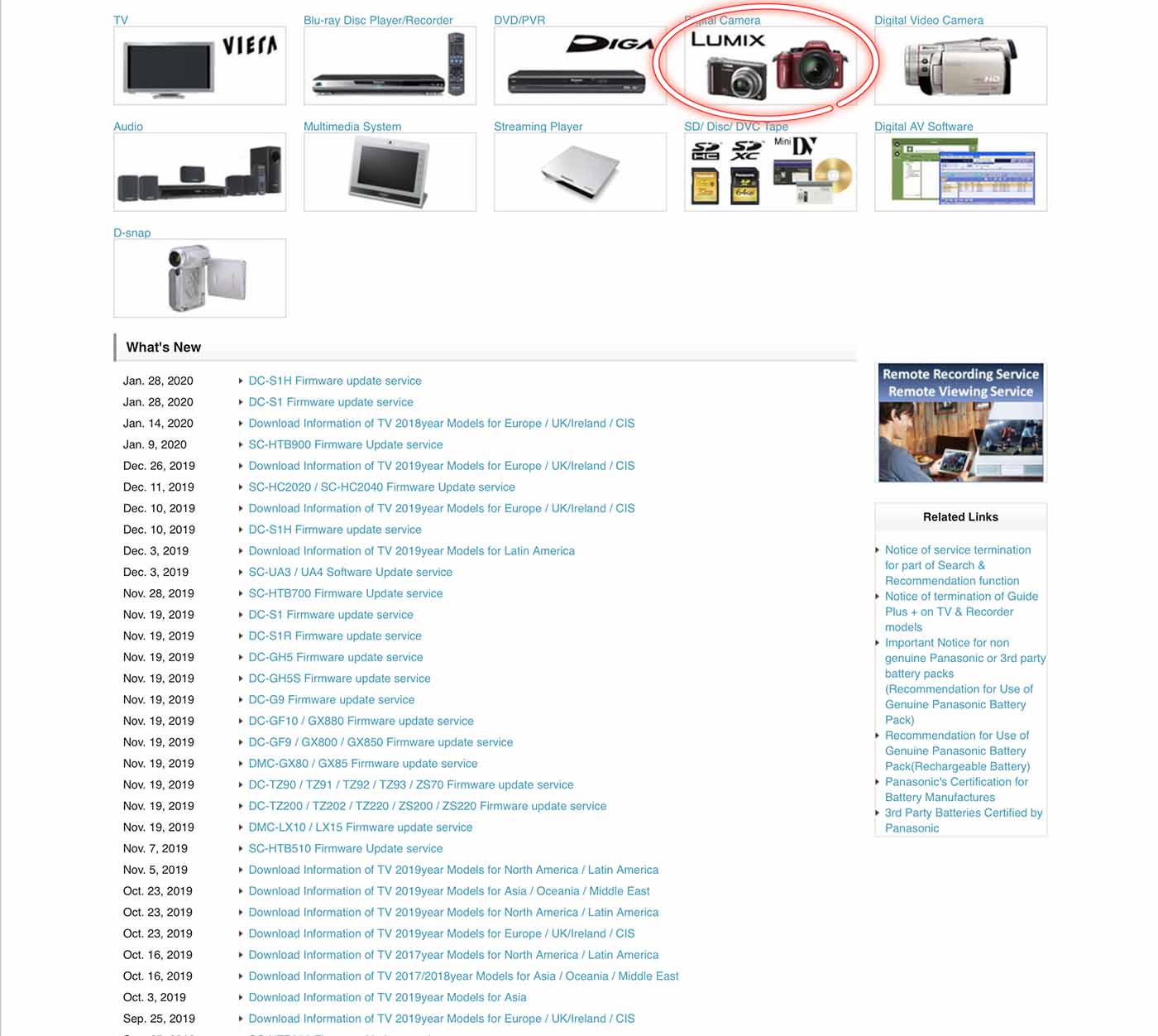 tuto pour installer une mise à jour Lumix