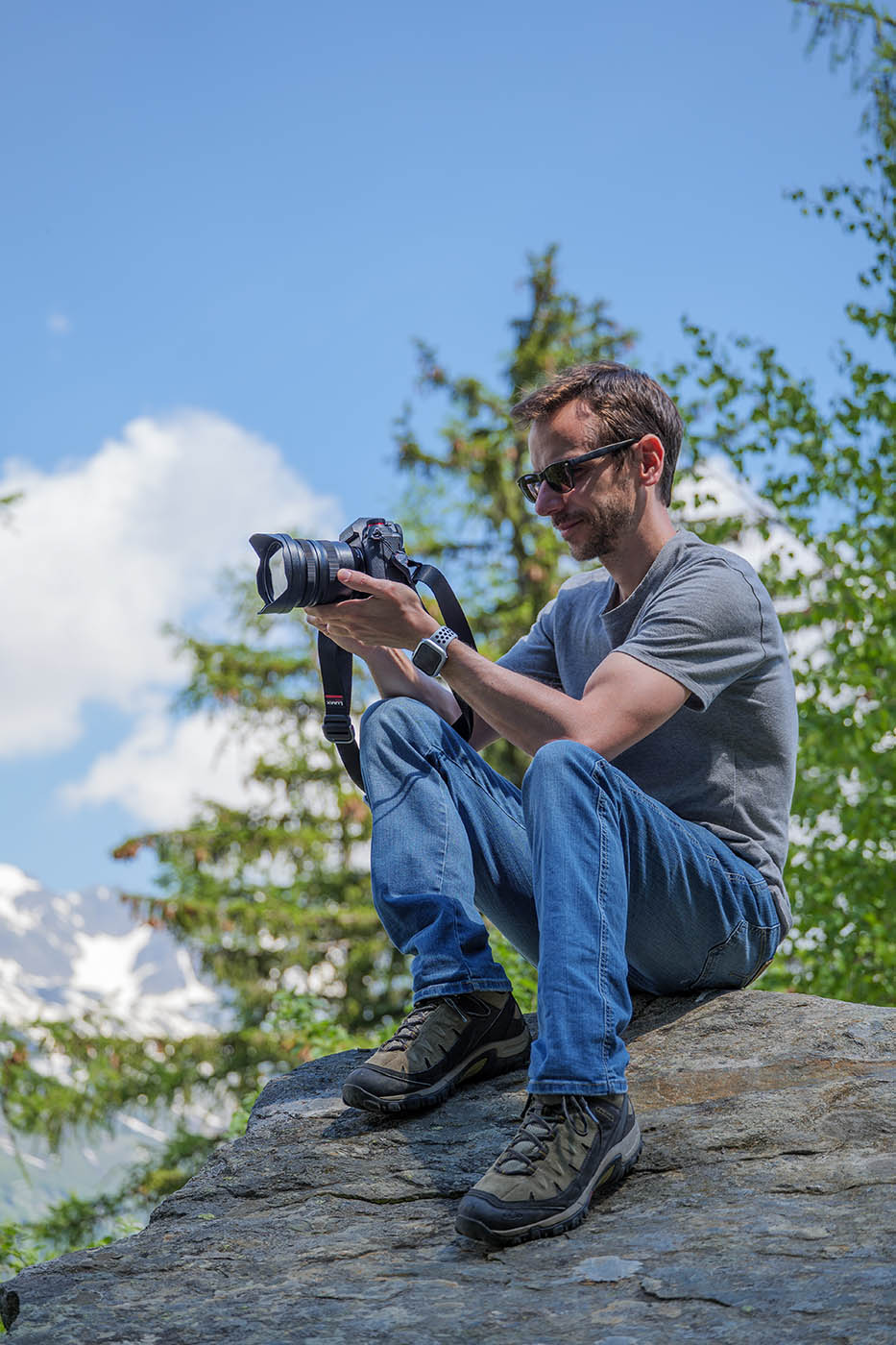 portrait dans les montagnes