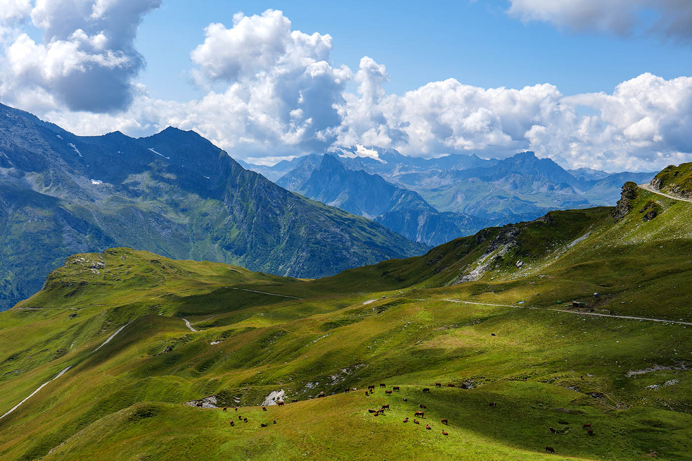 vue sur les Alpes depuis glacier de Plagne Bellecote
