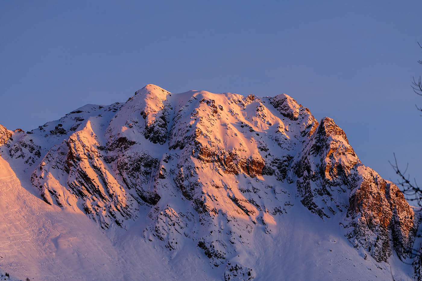 coucher de soleil sur les Alpes