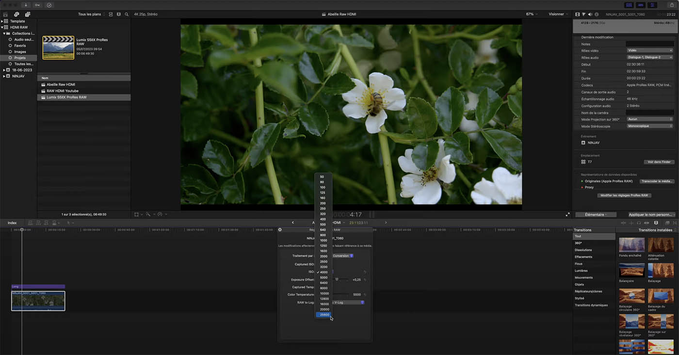 modifier les ISO dans Final Cut