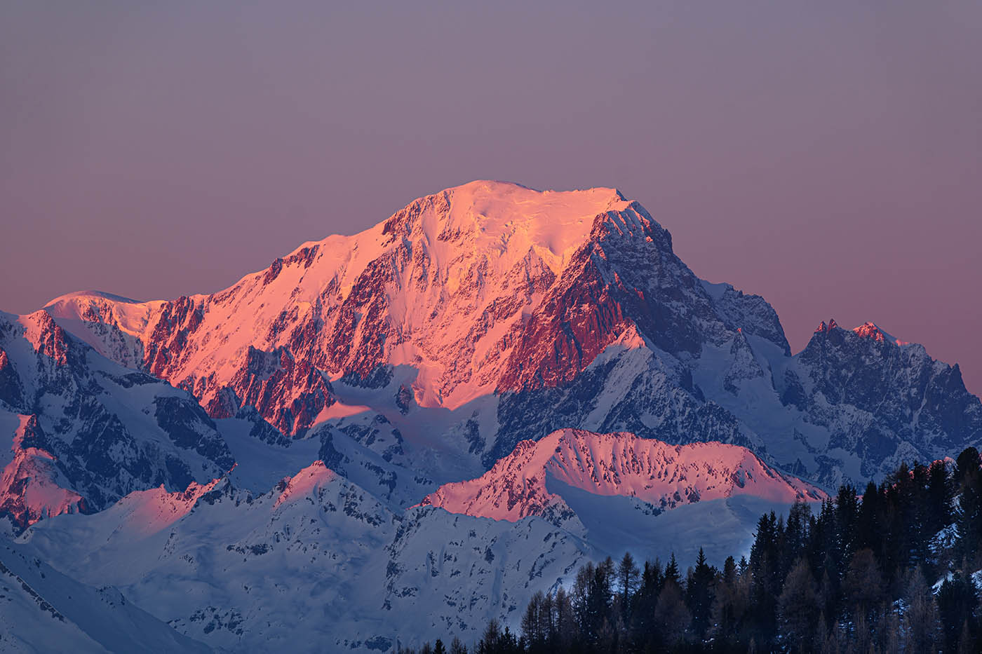 coucher de soleil sur le Mont-Blanc