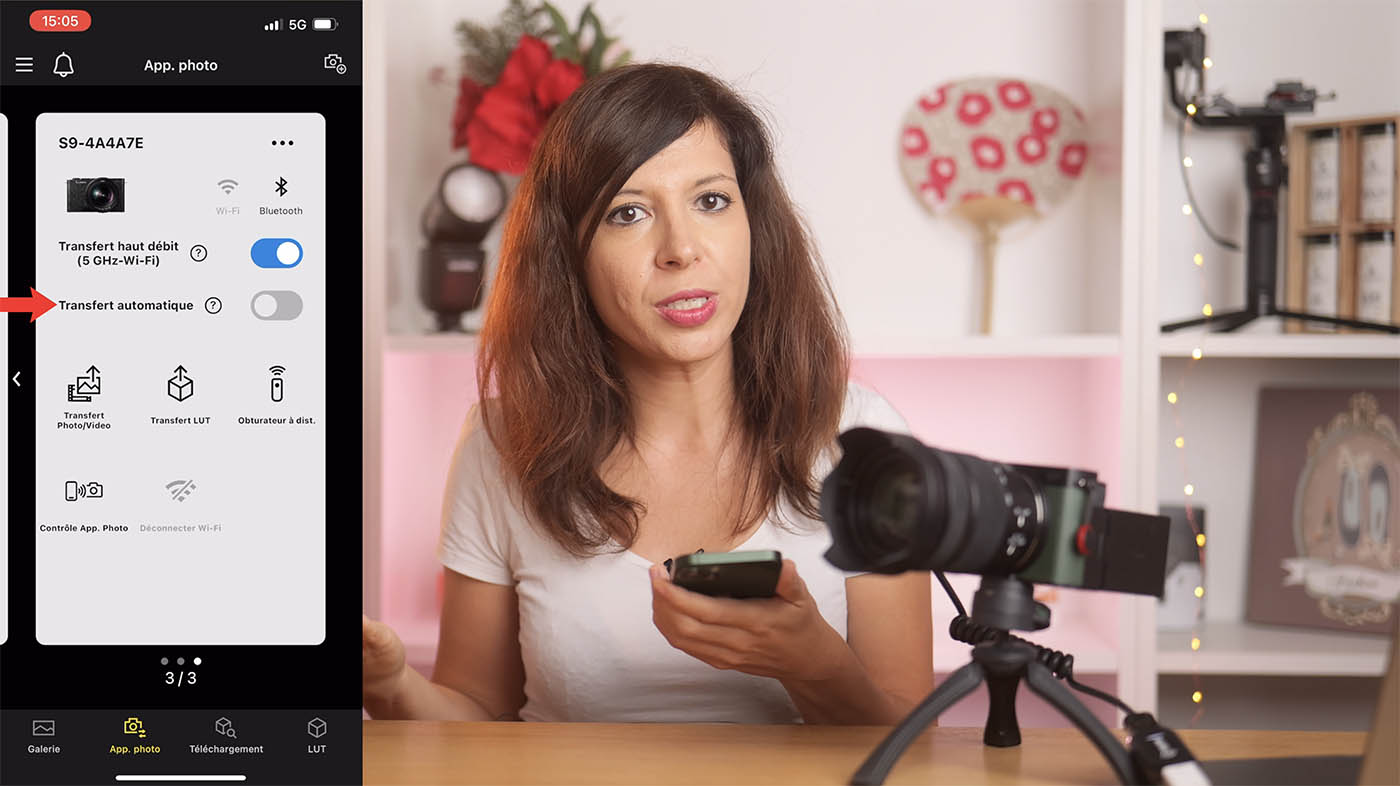 comment activer le transfert immédiat des images dans Lumix Lab