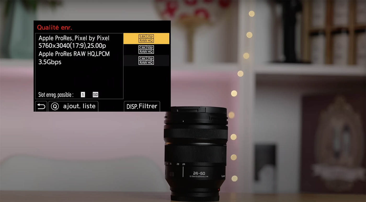 test vidéo RAW en interne