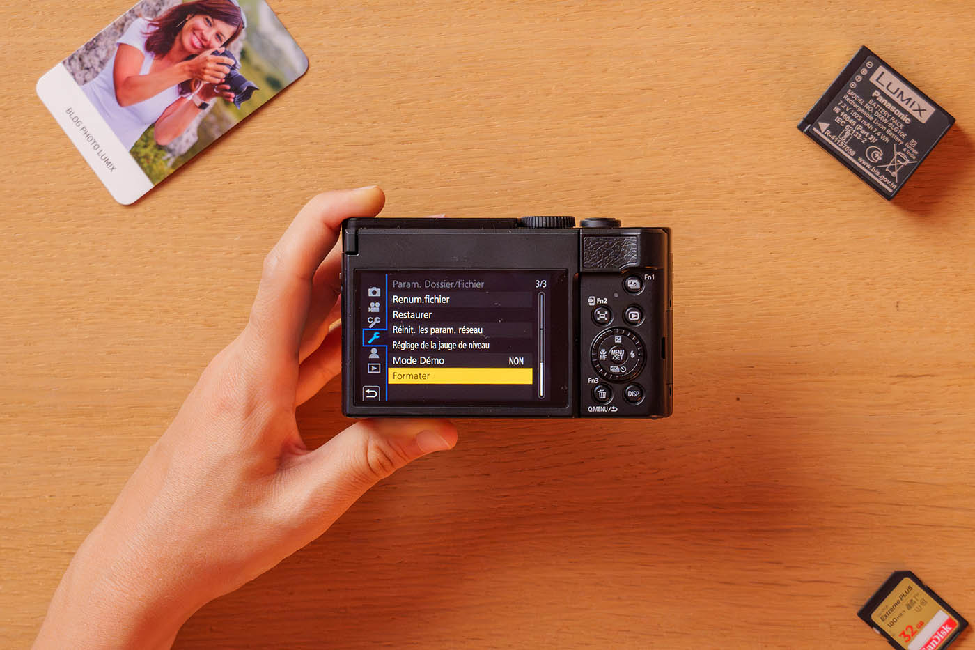 réglages de la carte SD avec un Lumix TZ99